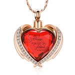 Imrsanl Cremation Jewelry for Ashes Pendant - Crystal Heart Urn Necklace with Mini Keepsake Urn Memorial Ash Jewelry (Rose Gold-Red Stone)