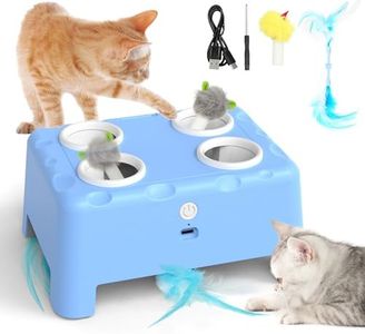 PUHOHUN Giocattoli per gatti da interni per adulti, silenzioso, interattivo, automatico, con piume, topi giocattolo per gatti, gioco di cattura del topo nascosto, giocattolo intelligente per esercizi