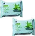 2 Pack Make Up Remover Wipes with Aloe Vera Fragrance Free for Sensitive Skin Clean Facial Daily Use Soothe Moisturising Skin 
