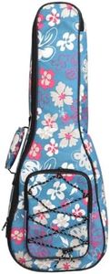MUINS Ukulele Bag,21 23 26 30 Durable Colorful Ukelele Case with Thicker Pad For Soprano Concert Tenor Uke with Double Adjustable Straps, Storage and Handle (Light Blue Flower, 26 Inch)