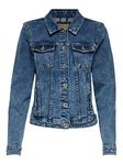 ONLY Womens Collared Rinse Wash Jacket (Vintage Blue_34)