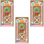 Beistle Plastic Indoor Outdoor Door Covers for Home Holiday Christmas Party Decorations, Gingerbread House - 3 Piece, Multicolor