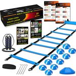 HLYWEI Speed Agility Training Set, Includes 1 Agility Ladder, 4 Steel Stakes, 1 Sports Headband, 1 Jump Rope, 10 Disc Cones and Gym Carry Bag - Speed Training Equipment for Soccer Football Basketball