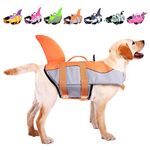 ASENKU Dog Life Jacket Pet Life Safety Vest for Swimming Boating, Dog Shark Life Jackets Dog Lifesavers Swimsuits for Pool, Dog Water Floatation Vest for Small Medium Large Dogs, Orange, X-Large