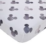 Disney Mickey Mouse - Black, White and Gray Watercolor Mickey Ears Nursery Polyester Fitted Crib Sheet