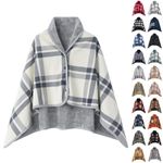 Men's Fleece Poncho Winter Warm Thick Fleece Scarf Cape with Buttons Oversized Capes Cardigan Wrap Blanket Fabric Scarf Shoulder Warmer Fleece Cape Autumn Winter Warm Poncho Thermal, Beige 01, L