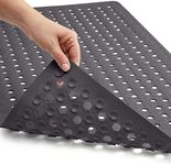 Gorilla Grip Patented Shower and Bathtub Mat, 35x16, Long Bath Tub Floor Mats, Suction Cups and Drainage Holes Keeps Floors Clean, Machine Washable, Soft on Feet, Bathroom and Spa, Charcoal Opaque