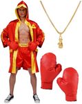 Maxim Party Supplies Adult Men Boxing Costume Heavyweight World Champion Boxer Includes Robe and Shorts - Red - One Size