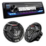 JVC KD-X38MBS Marine Digital Receiver W/BT, USB, XM Ready + Pair CS-DR6201M 6.5" - Black Marine Speakers