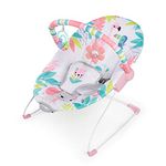 Bright Starts Baby Bouncer Soothing Vibrations Infant Seat - Removable-Toy Bar, Nonslip Feet, 0-6 Months Up to 20 lbs (Flamingo Vibes, Pink)