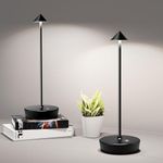 SHANGCAI Cordless Table Lamps Rechargeable, 6000mAh Battery Operated LED Desk Lamp Outdoor Waterproof Portable Touch Dimmable Table Night Light for Patio Restaurant Dining Home Set of 2 Black