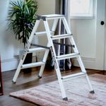 Mivu 4steps Premium Anodized Dual Aluminium Step Ladder with Both Side Steps for Home & Office Use | Made in India | 5 Years Warranty | Both Side Steps Foldable Aluminium Ladder