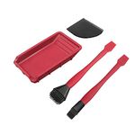 Evwoge 4Pc/Set Woodworking Glue Brush Tool Kit Silicone Soft Glue Brush Flat Scraper Glue Tray Gluing Scraper Woodworking Tools