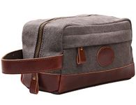 IBLUE Toiletry Bag Leather and Canvas Travel Dopp Kit Bathroom Shaving Organizer for Men&Women Travel Accessories,B03 (BLACK)