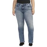 Silver Jeans Co. Women's Plus Size Suki Mid Rise Bootcut Jeans, Med Wash Ecf204, 22 Plus