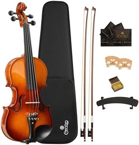 Cecilio 4/4 Full-Size Left-Handed Violin, Solid Spruce Top & Maple Body Professional Fiddle Set Includes Hard Case, 2 Bows, Rosin, Bridges & Extra Strings