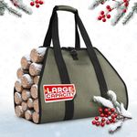 Firewood Carrier with Reinforced Handles - Water-Resistant Canvas Wood Carrier for Firewood with Touch Fastener & Heavy-Duty Waxed Fabric - Large Capacity (39.4"x18.5") for Home, Camping & Outdoor