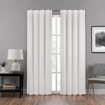 ECLIPSE DraftStopper Room Darkening Curtains for Bedroom - Summit Solid 40" x 63" Thermal Insulated Single Panel Rod Pocket Light Blocking Curtains for Living Room, White