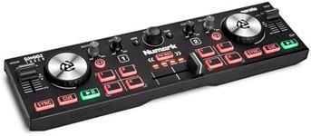 Numark DJ2GO2 Touch – Compact 2 Deck USB DJ Controller For Serato DJ with a Mixer / Crossfader, Audio Interface and Touch Capacitive Jog Wheels,Black