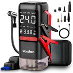 Woscher BoostMax 6-in-1 Battery Jump Starter for Car | Portable Jump Starter with Digital Tyre Inflator 150 PSI & Vacuum Cleaner | 8000mAh | LED Light | Supports 6L Petrol / 3.0L Diesel Vehicles