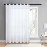 NICETOWN Sheer Voile Curtain Drape - Grommet Top Large Easy Handled Home Fashion Sheer Window Panel (1 Piece, 100-in Width x 96-in Length, White)