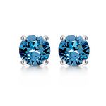 Blue Fire Swarovski® Crystal Round Earrings Never Rust 925 Sterling Silver Natural and Hypoallergenic Studs For Women & Girls w/Free Breathtaking Gift Box for a Special Moment of Love By BLING BIJOUX