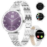 LIGE Smart Watch for Women Diamonds (Answer/Make Calls), 1.19" AMOLED Always-on Display 100+Sports Modes Smartwatch Women for Android iOS, Heart Rate Sleep Monitor IP68 Waterproof,Silver