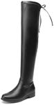 DREAM PAIRS Women's Lace-up Thigh High Boots Low Block Chunky Heel Over the Knee Boots,Size 10,Black-Pu,SDOB2402W