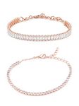 ZAVERI PEARLS Set of 2 Rose Gold Cubic Zirconia Contemporary Tennis Bracelets For Women-ZPFK13431