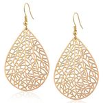 Gold Leaf Earrings for Women 14K Gold Plated Teardrop Earrings Handmade Dangly Drop Earrings for Gift