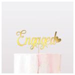 "Engaged" cake topper by Extra Touch Design - engagement party decor - metallic mirror GOLD card