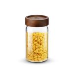 BERGNER Acadia Borosilicate 550ml Glass Jar with Solid Wood Lid, For Storing and Preserving Sugar, Flour, Tea, Coffee, Spices, Oats | Airtight Multipurpose Glass Container for Kitchen