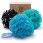 Mesh Pouf Bath Sponge Large 75g XL, shower body puff for Women Men Kids, shower scrunchie Luffa Loofa Loufa Sponge Mesh Pouf Ball Body Puff for Silky and Smooth Skin Bathing Accessories 3pack