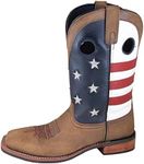 Smoky Mountain Boots | Stars & Stripes Series | Men’s Western Boot | Square Toe | Durable Leather | Rubber Sole & Stacked Leather Block Heel | Tricot Lining & Leather Upper | Steel Shank, Vintage