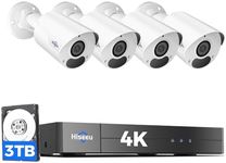 [4K HD+3TB HDD] Hiseeu 4K Security Camera System, PoE Security Camera System w/4pcs IP PoE Cameras, 121° Wide View, IP67 Waterproof, Free Remote Access, WDR, Human Detect, 7/24 Record