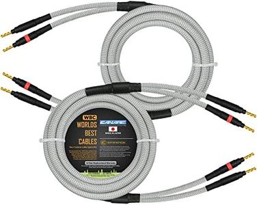 3 Meter - Canare 4S11 - Braid (White + Steel) – Audiophile Grade - HiFi Star-Quad Speaker Cable Pair with Eminence Gold Banana Connectors.