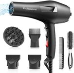 Faszin Ionic Hair Dryer, Professional Ion Blow Dryer, 2200W AC Motor Fast Drying, 2 Speeds 3 Heat Setting and One-Touch Cold Air Hair Dryer with Diffuser, Nozzle, Concentrator Comb for Curly Hair&Straight Hair