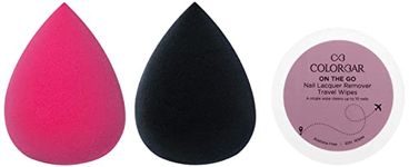 Colorbar Blend-Itude Makeup Sponge, Black & Colorbar Blend-Itude Makeup Sponge, Pink & Colorbar On the Go Nail Lacquer Remover Wipes, Rainbow Bouquet, 30 Pieces