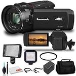 Panasonic HC-VX1 4K HD Camcorder (HC-VX1K) - Bundle - with LED Video Light + Soft Bag + Cleaning Set + 62mm UV Filter