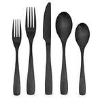 Bettlife Matte Black Silverware 20 Piece, Spoon and Fork Set, Kitchen Cutlery Set for New Apartment, Stainless Steel, Dishwasher Safe