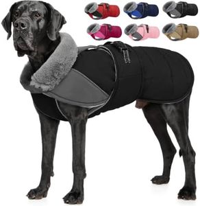 Nanaki Large Dog Coat Rainproof-Warm Giant Breed Dog Jacket With Leash Hole, Fleece Lining Reflective Great Dane Winter Coat Doberman Jacket For Cold Weather Outdoor Walking Hunting, Camping,Black 3XL