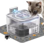 PAPIFEED Rechargeable Cat Water Fountain - Pet Water Fountain with Motion Sensor,106oz/3L Automatic Cat Water Dispenser, Wireless Drinking Fountain for Cats Indoor, 1 Silicone Pad Included