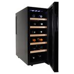 Koolatron Deluxe 12 Bottle Wine Cooler with Beech Wood Racks, Black, Thermoelectric Wine Fridge, 1 cu. ft. Freestanding Wine Cellar, Red, White and Sparkling Wine Storage for Kitchen or Home Bar