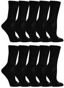 Fruit of the Loom Womens Everyday Soft Cushioned Crew Socks 10 Pair, Black, Shoe Size: 4-10