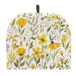 Tutolipy Wild Floral Print Tea Cozy Cover Warmth Keep Teapot Cover Insulated for Coffee Tea Drinkers Reusable Domed Tea Kettle Cosy Easy Storage Yellow