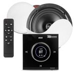 Powerline B50B Bluetooth Ceiling Speaker System with 2x NCSS6 6.5" Ceiling Speakers & In-Wall LCD Amplifier, USB, microSD, HiFi Audio Kit, Speaker Cable