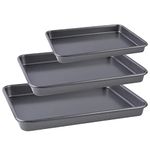 9.5/13/15 Inch Baking Tray Set, 3-Piece Heavy Duty Baking Pan for Oven (Deep Grey)