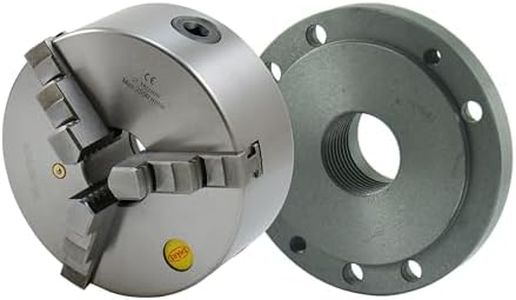 Shars 5" 3 Jaw Self-Centering Scroll Lathe Chuck Solid Jaws + 1-1/2 x 8 TPI Semi-Machined Threaded Back Plate, Machining Required 202-5594-202-6192 L[