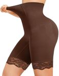 Nebility High Waisted Shapewear for Women Tummy Control Body Shaper Shorts Thigh Slimmer Butt Lifter Panties Underwear (Brown,X-Large)