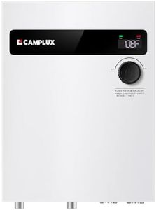 CAMPLUX Electric Tankless Water Heater 27kW 240V, Instant Hot Water, Self-modulating Technology, Multipoint of Use Water Heater with Digital Display, for Whole House Shower, White